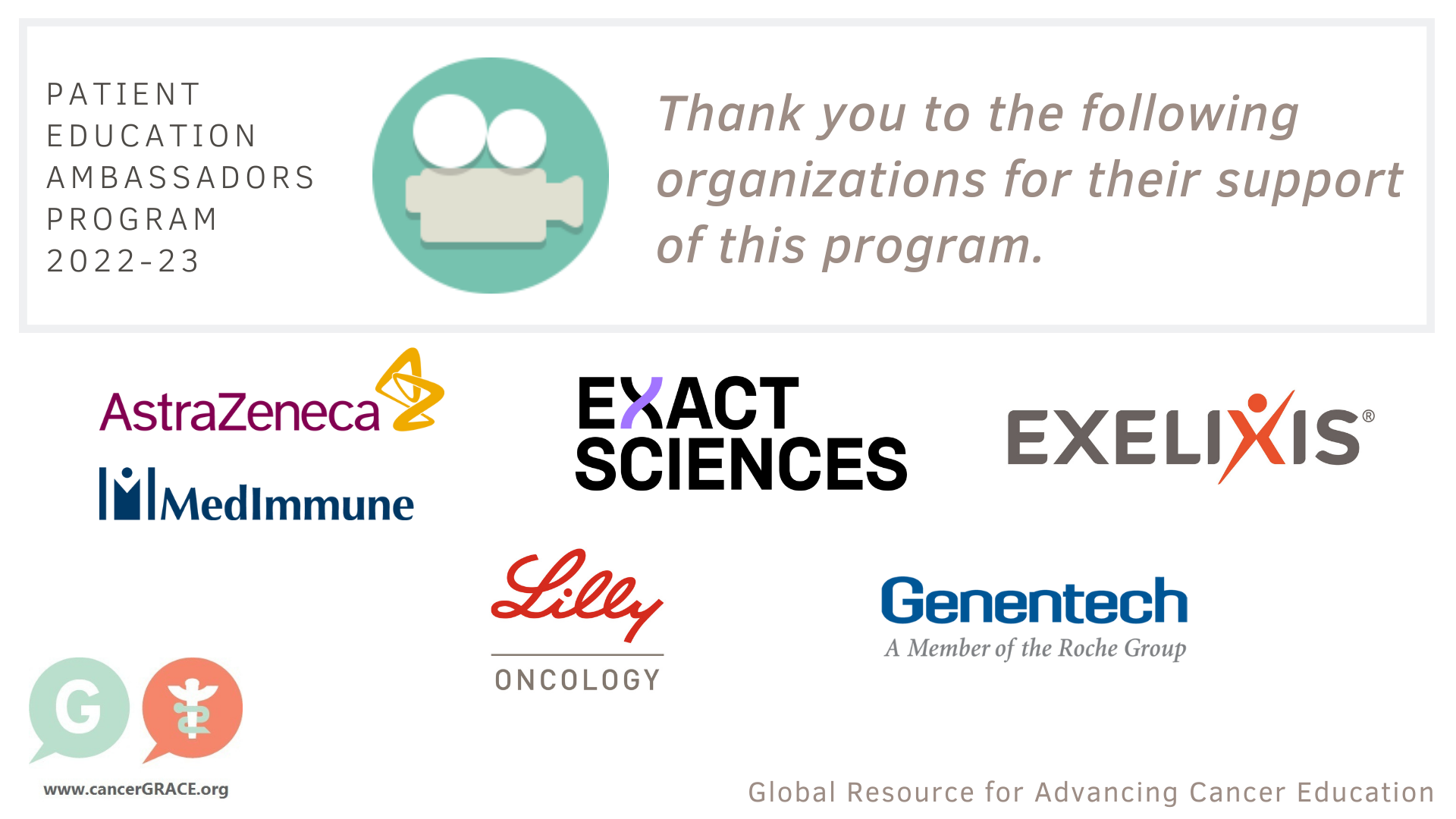 Sponsors AstraZeneca Exact Sciences Exelixis Lilly Genentech